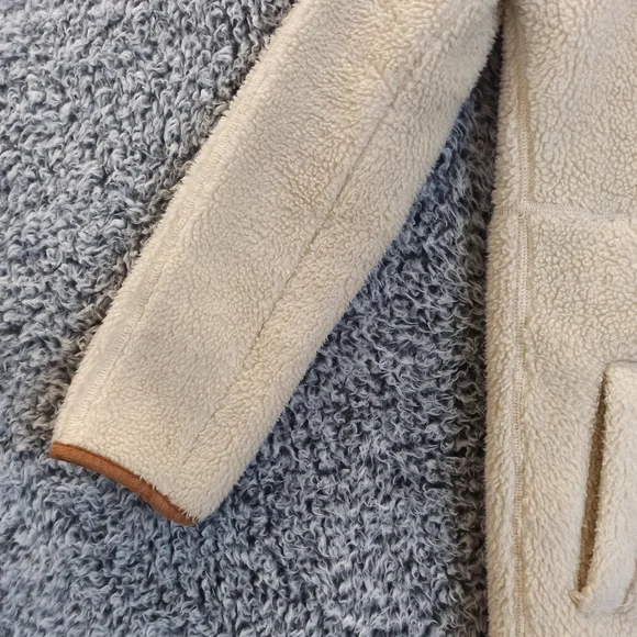 Madewell Women Sherpa Jacket cocoon Coat XSmall Cream Brown Teddy Long - Picture 3 of 12